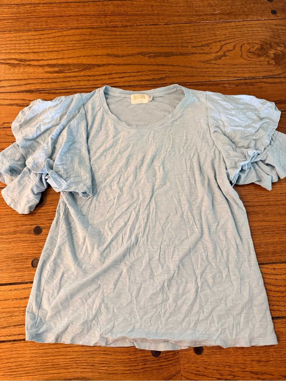 Nation LTD Light Blue Ruffle Sleeve Tee
